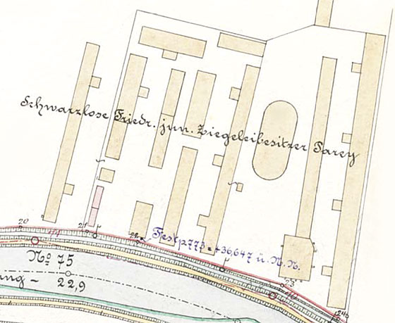Ziegeleigelnde am Ihlekanal Parey, Friedr. Schwarzlose jun., um 1905