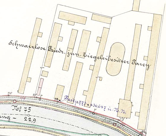 Ziegeleigelände am Ihlekanal Parey, Friedr. Schwarzlose jun., um 1905