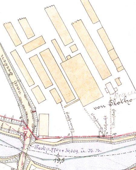 Grundstück der Ziegelei von Plotho in Zerben, um 1905