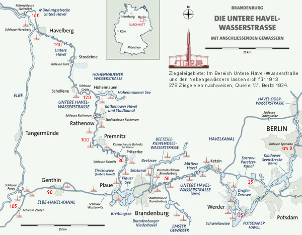 Untere Havel Wasserstrasse mit Ziegeleien