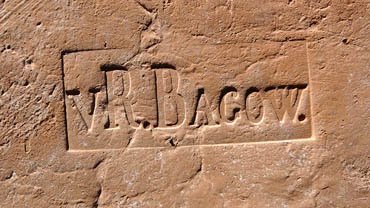 Ziegel Bagow, Gutsziegelei von Ribbeck, ca. 1850-1900, Stempel ca. 1865. Berlin, Sebastianstraße. Hof, Bauplatz.