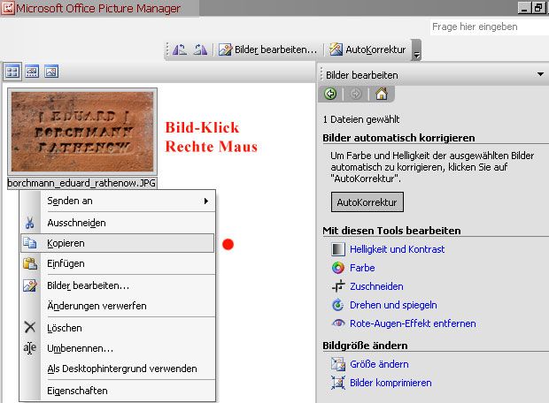 Arbeitsschritt Datein Kopieren und Einfügen