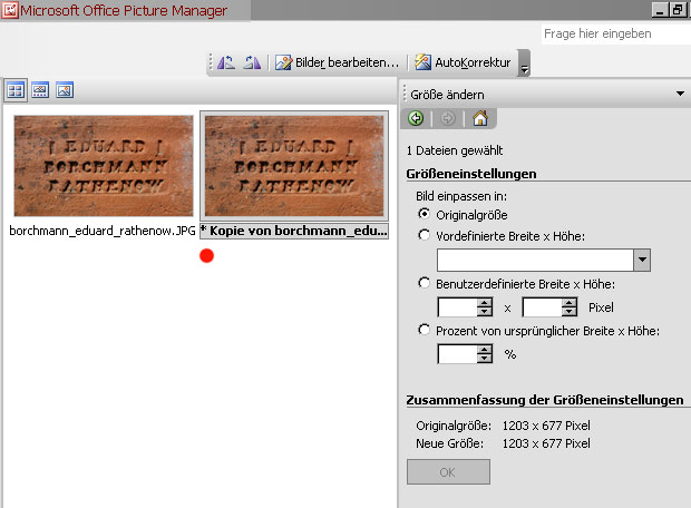 Arbeitsschritt Datei geandert und Speichern