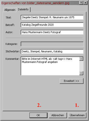 Beispiel Einträge im Datei-Ordner