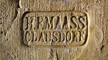 Ziegel Clausdorf (Klausdorf), H. F. Maass, ca. 1860-1890. Stempel ?. Berlin, Luisenstädtischer Kanal. Erdaushub.