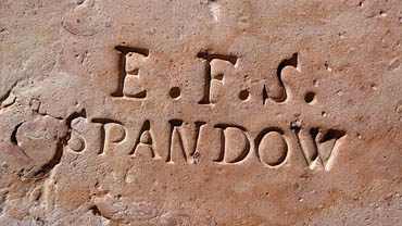 Ziegel Spandau, Ernst Friedrich Schultze, ca. 1845-1870, Stempel ?. Berlin-Mitte, Invalidenstrasse. Abriss umgelagert.