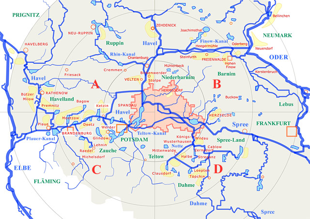 Karte Ziegeleigebiete Regionen in Brandenburg