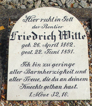 Grabstein von Friedrich Witte 