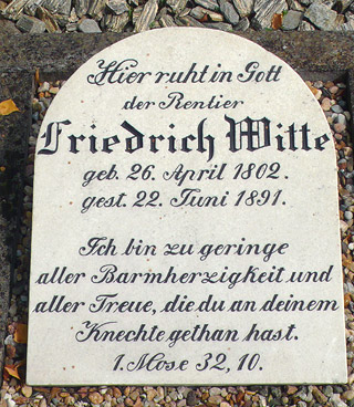 Grabstein von Friedrich Witte