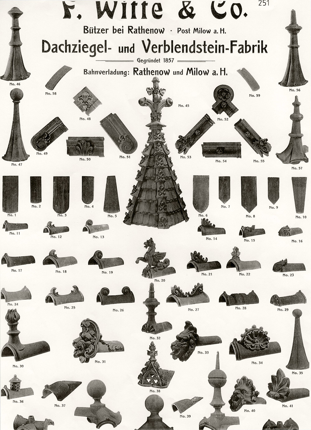 zurück/schließen F. WITTE & Co. Bützer bei Rathenow Musterblatt Dachziegelelemente um 1900