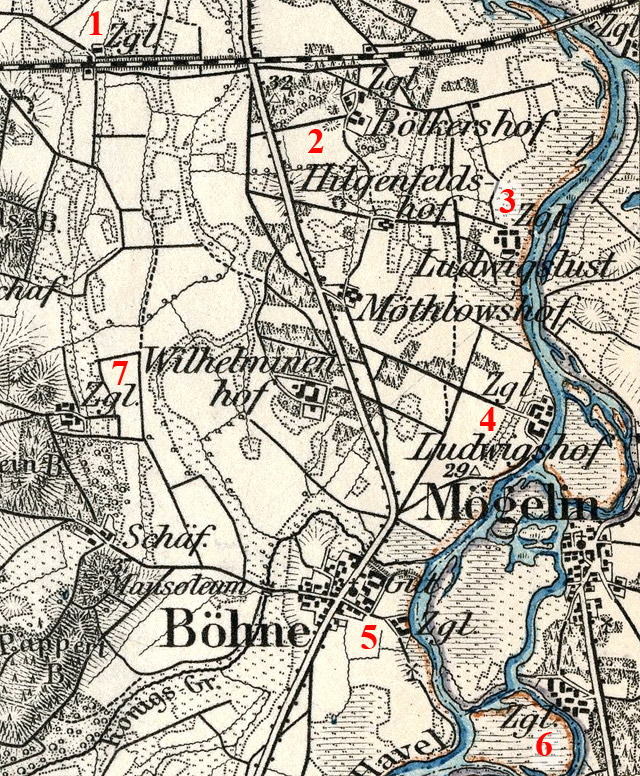 Karte der Ziegeleien Ludwigslust bei Steckelsdorf und Ludwigshof bei Bhne weitere Ziegeleien der Umgebung