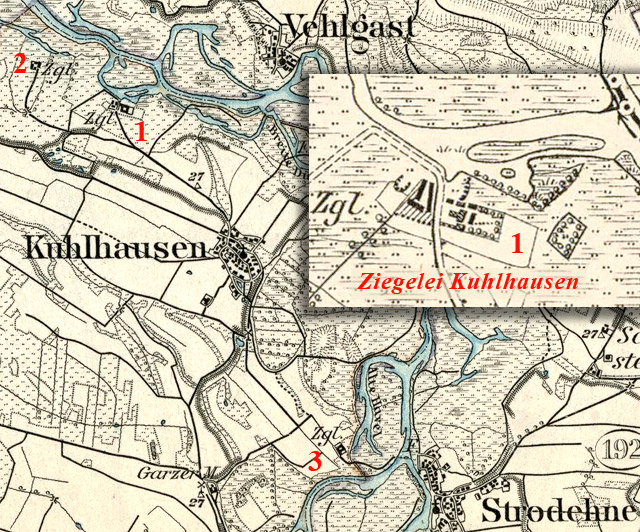 Karte der Ziegelei in KUHLHAUSEN, gegrndet ca. 1824