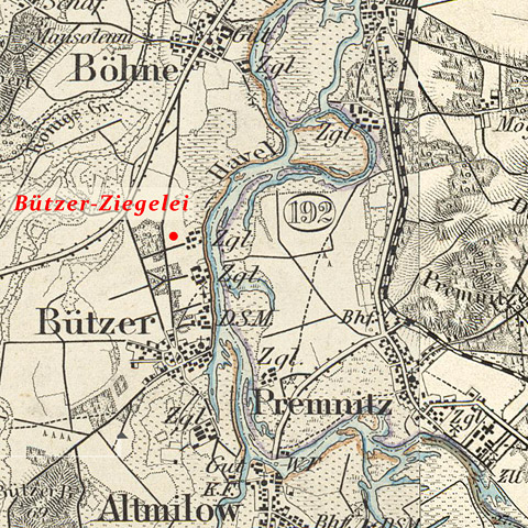 Karte Ziegeleien in Bützer SITTIG ab 1824