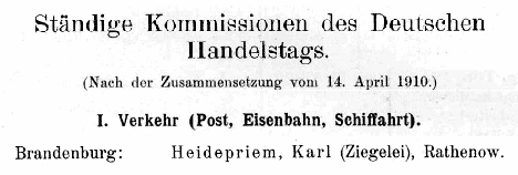 Ständige Kommissionen des Deutschen Handelstages Heidepriem, Karl