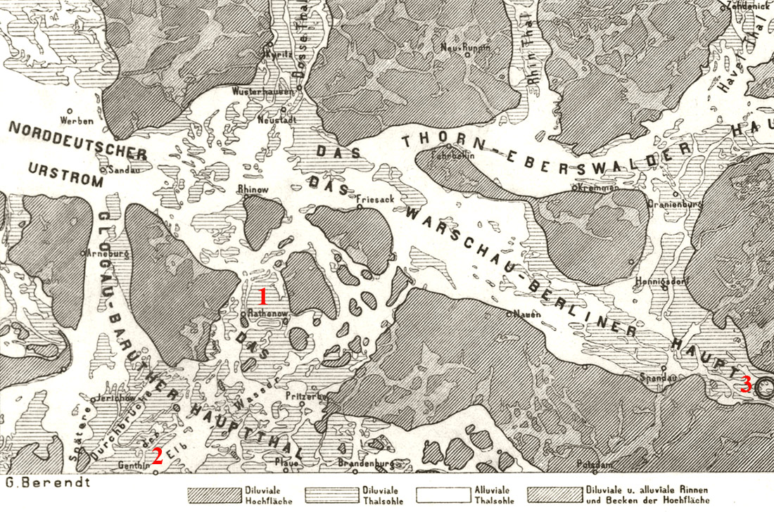 Karte von G. Behrendt 1880 Rekonstruktion Entstehung des Ziegelton im Havelland Bild maximiert