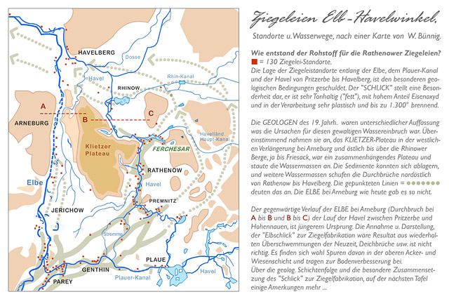Rathenower Tonvorkommen Geologie Lage der Ziegeleien Elb Havelwinkel Karte