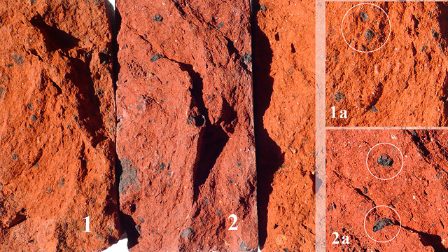 Bruchflchen Rathenower Ziegel Tonsubstanzen Eisenpartikel nach dem Brennen