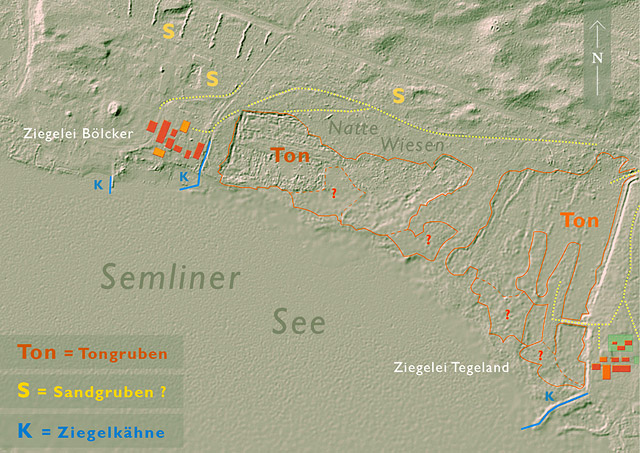 Reliefkarte Tongruben Sandgruben Lage der Ziegeleien Boelcker von Knoblauch Ferchesar