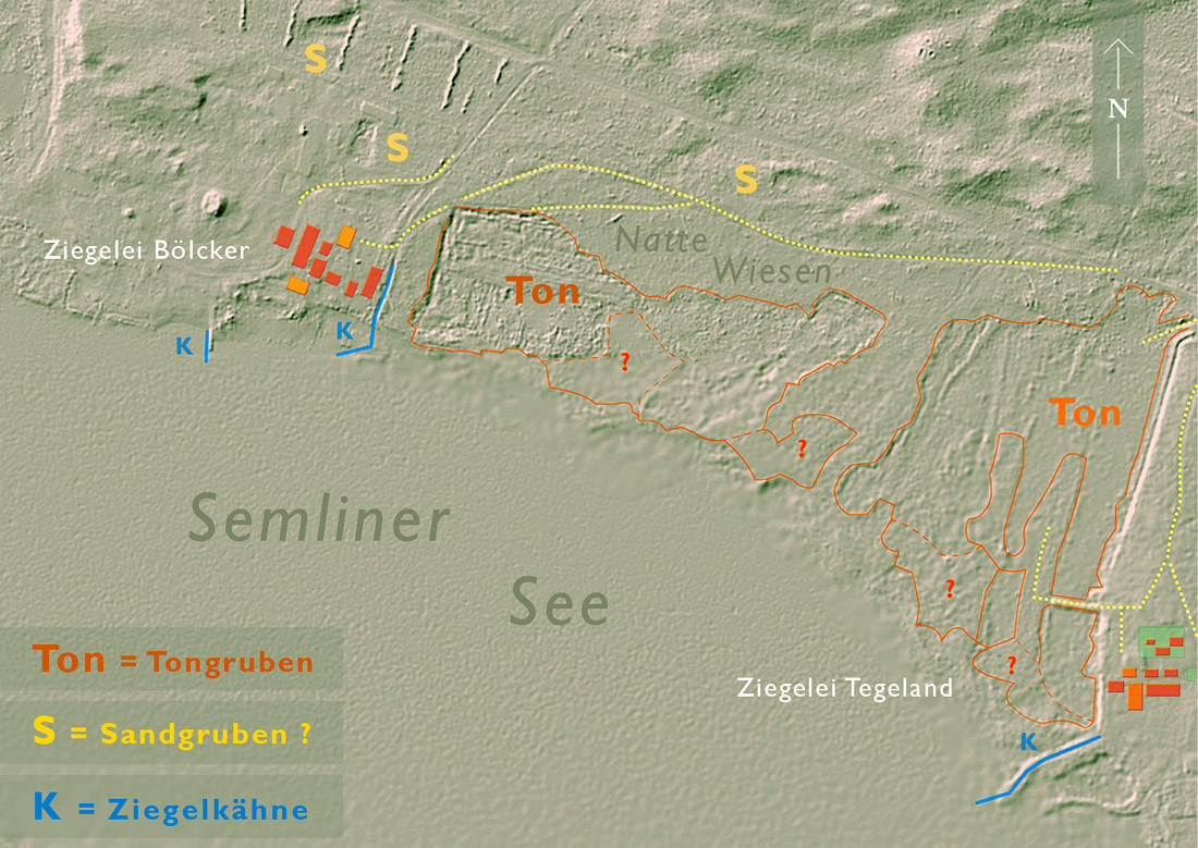Reliefkarte Tongruben Lage der Ziegeleien Boelcker von Knoblauch Ferchesar Bild maximiert
