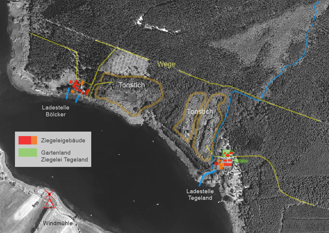 Luftbild Karte (Brandenburg-Viewer) Tonstiche Verladestellen Lage der Ziegeleien Boelcker von Knoblauch Ferchesar Bild maximiert