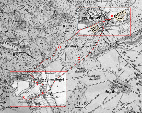 Hermsdorf mit Ziegeleien Transportweg nach Tegel