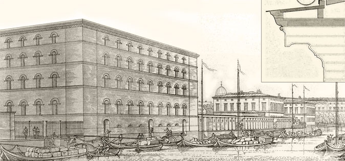 Ehemaliger Packhof 1830 Karl Friedrich Schinkel Berlin Kupfergraben heute Bode Museum Formziegel aus Stolpe