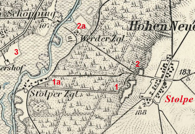 Karte Stolper und Werder Ziegelei Ort Stolpe Blatt Charlottenburg 1880